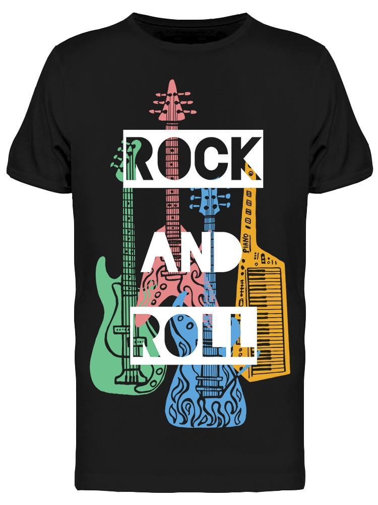 Smartprints Mens Graphic Tee - Rock And Roll Music Instruments 