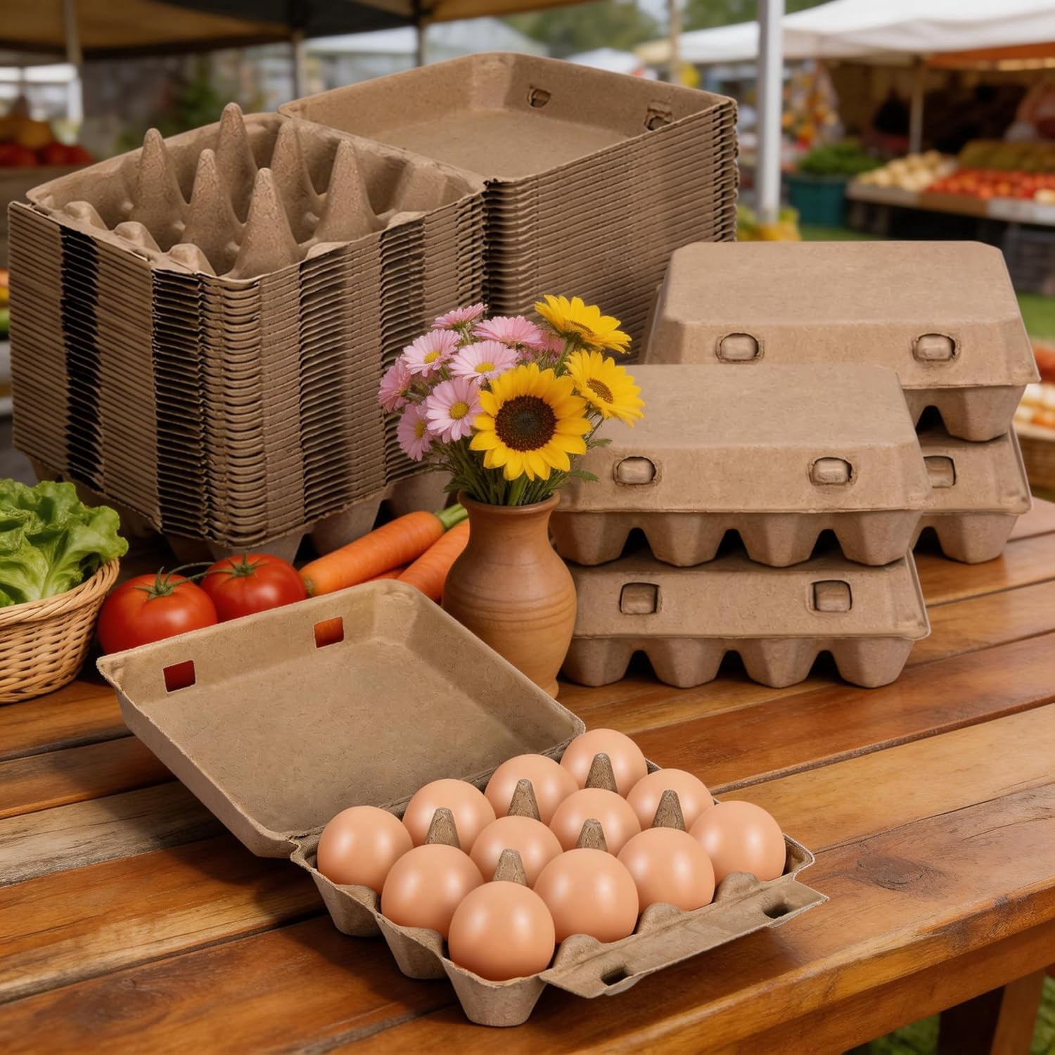 25 Pack Egg Cartons Cheap Bulk, 3x4 Style Egg Storage Containers Holder, Sturdy Natural Pulp Material Perfect for Storing Extra Eggs