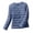 Blue, variant on Women's Lightwieght Down Jacket Winter Crew Neck Snap Long Sleeve Padded Jacket with Pockets Thin Warm Outerwear Gray