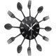 thumbnail image 2 of Kitchen Wall Clock, 3D Removable Modern Creative Cutlery Kitchen Spoon Fork Wall Clock Mirror Wall Decal Wall Sticker Room Home Decoration (Black), 2 of 3