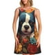 thumbnail image 1 of Fotbe Cute Colorful Flower French Bulldog Vestido de Verano sin Mangas para Mujer – Vestido Midi Línea A, Estilo Camiseta Floral, Vestido Playero Casual y Fluido, 1 of 7