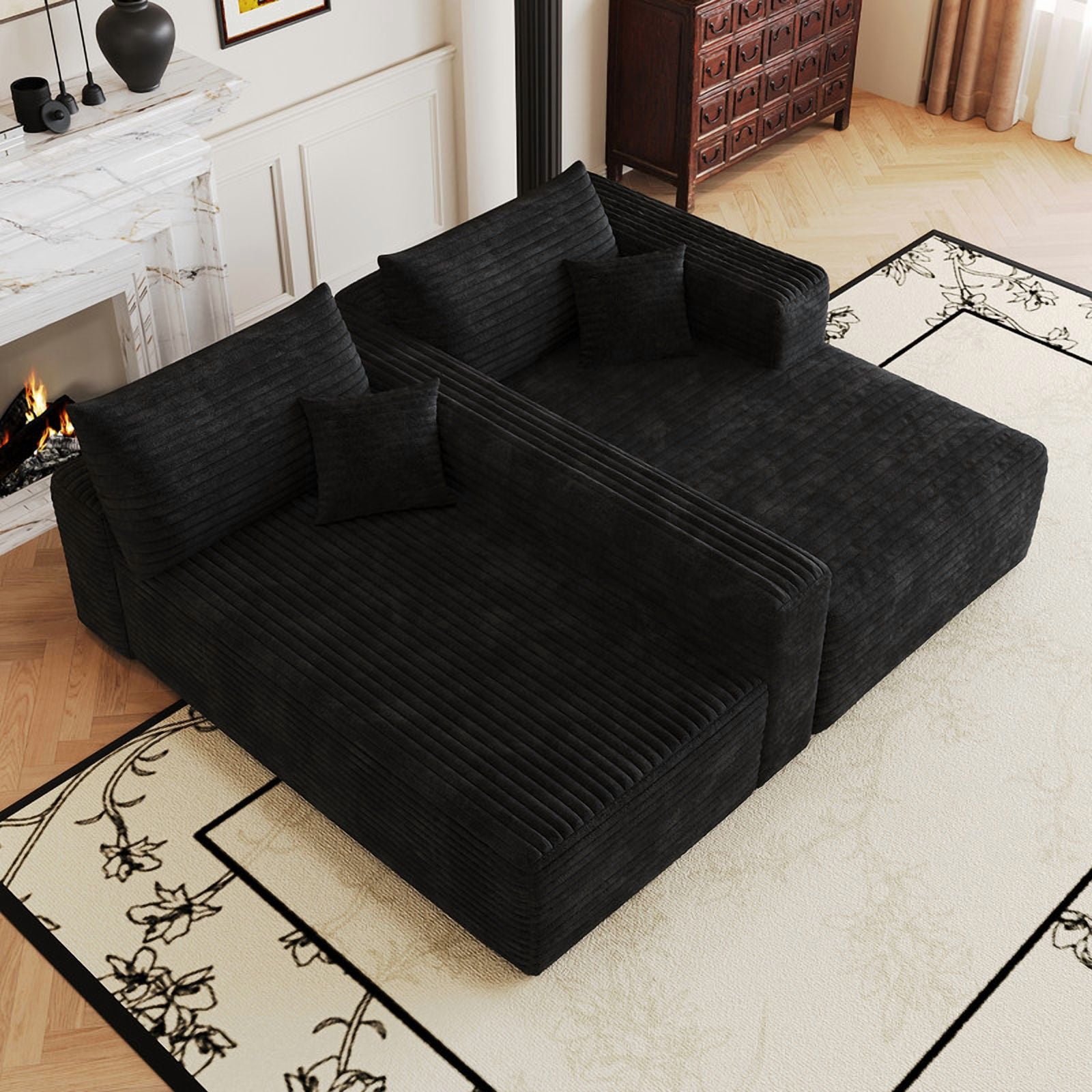 103" Cloud Sectional Sofa, Modern L-Shaped Modular Couch with Chaise Lounge, Minimalist Comfort Deep Seat Sofa for Living Room, Apartment, Bedroom, No Assembly Required