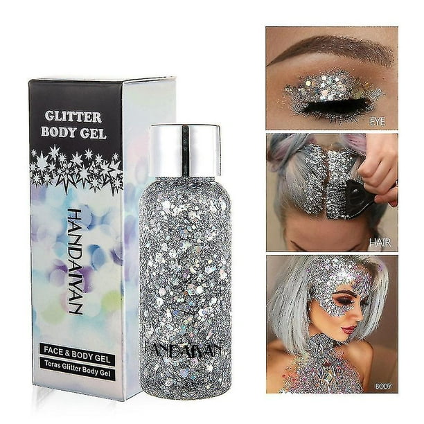 9 colores Brillo para ojos Uñas Cabello Cuerpo Cara Brillo Gel Arte Flash Corazón Lentejuelas sueltas Crema Festival Brillo Decoración Fiesta Festival_