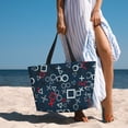 thumbnail image 6 of Xecao Navy Blue Geometric for versatile beach bag for women includes zipper pockets and waterproof material, ideal for vacations and adventures., 6 of 7