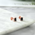 thumbnail image 5 of Gem Stone King 1.94 Ct Octagon 7x5mm Black Onyx 18K Rose Gold Plated Silver Stud Earrings for Women Men, 5 of 5