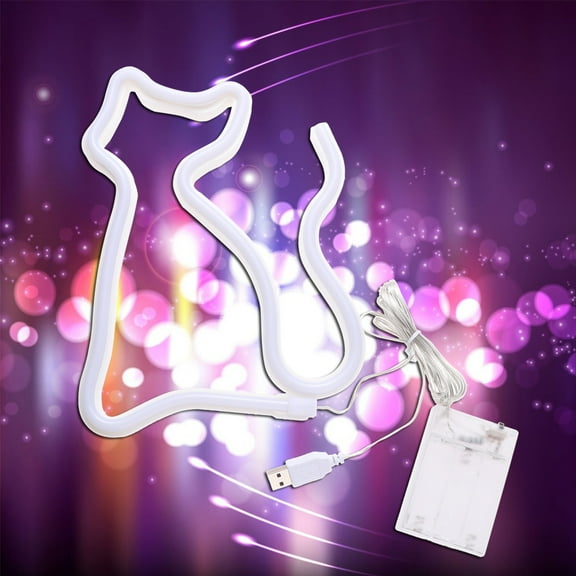 GOOHOCHY LED Cat Shape Neon Light 1000lm Night Light Wall Decoration Lamp (White)