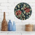 thumbnail image 3 of Yayeee 10" Wall Clock Battery Operated Quartz Round Silent Non-Ticking Home Decor, Retro Christmas Poinsettia, 3 of 6