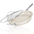 thumbnail image 1 of Sartén Gotham Steel de 14 cm, antiadherente, con tapa, martillada en crema, 1 of 6