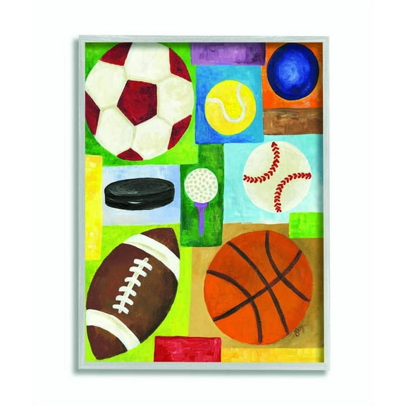 The Kids Room by Stupell Multi-Sport Framed Wall Art by nJoyArt