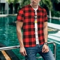 thumbnail image 6 of Vsdgher Buffalo Plaid Red Black Mens T-Shirts Baseball Vintage Fashionable Lightweight Casual Crew Neck Slim Fit with Long Sleeves-X-Large, 6 of 7