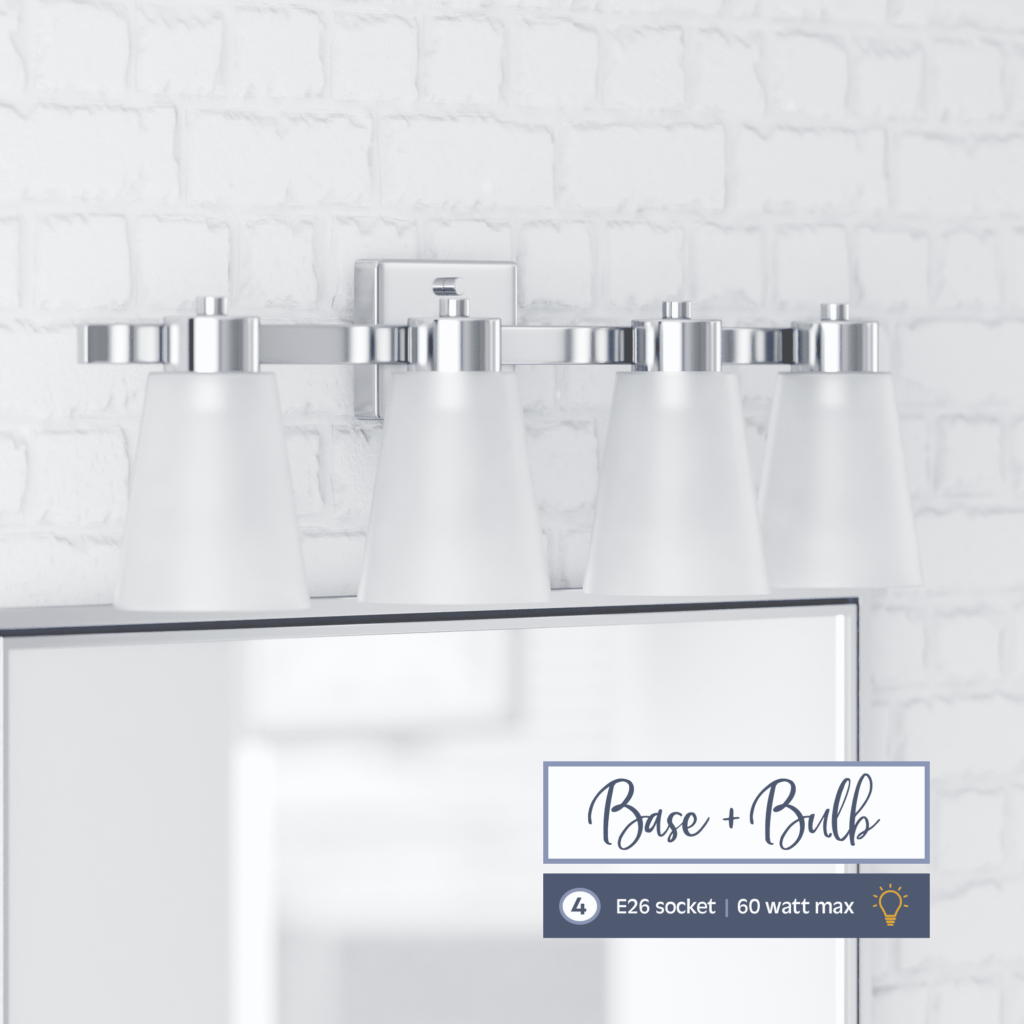 Prominence Home Fairendale 4-Light Brushed Nickel Bathroom Vanity Light with Frosted Glass Shade