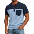 thumbnail image 4 of JAJAHO Mens Henley Shirts Short Sleeve T Shirt Casual Summer Color Block Graphic Tees With Pocket Stylish Tops, 4 of 4