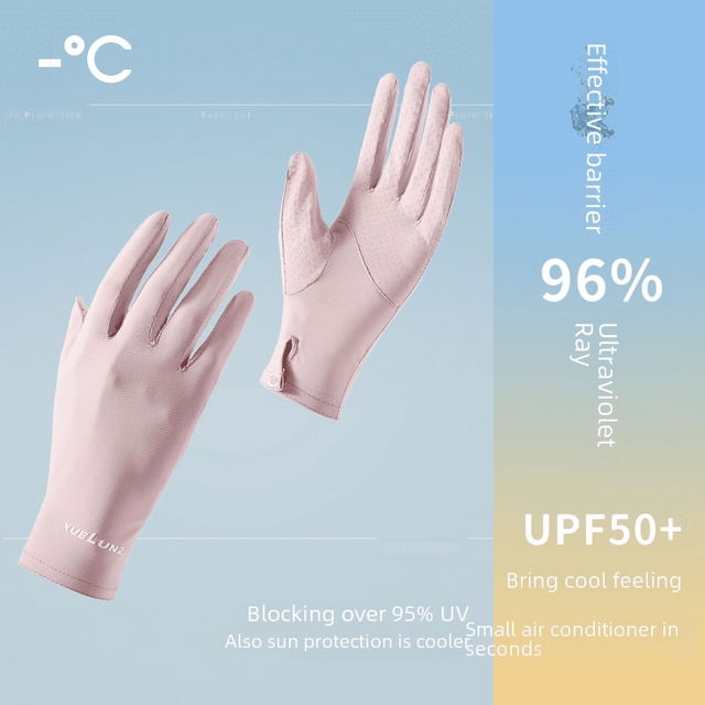 Guantes de protección solar UPF50 + Summer Ice Silk con sensación fresca y anti-ultravioleta para mujer, protectores solares de viaje de verano, color negro, con absorción de humedad y secado rápido