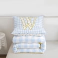 thumbnail image 5 of jejeloiu Blue Plaid Theme Monogram W Full Size Comforter Sets For Kids,Gold Sparkle Print Bedding Sets For Girls,Colorful Stars Reversible,3-Piece, 5 of 7