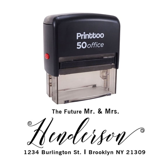 Printtoo Personalized Black Self Inking Address Future Mr Mrs Stamp Custom Rubber Stamper-68 x 30 mm