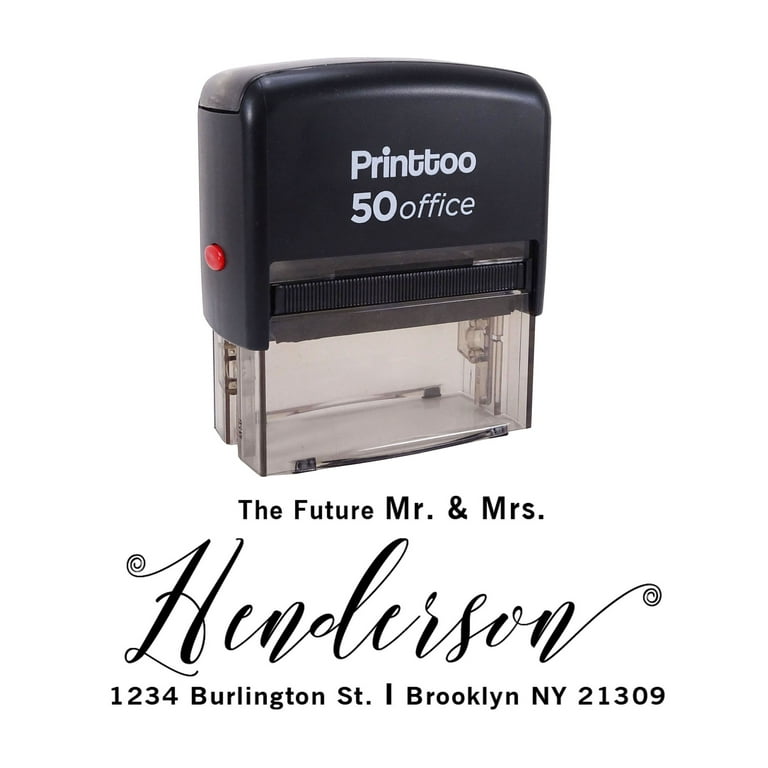 Printtoo Personalized Black Self Inking Address Future Mr Mrs Stamp Custom  Rubber Stamper-68 x 30 mm 