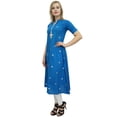 thumbnail image 6 of Atasi Casual Women's Blue Embroidery Cotton A-Line Straight Kurti Clothing-18, 6 of 9