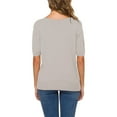 thumbnail image 4 of Beige Womens Tops Women's Short Sleeves Sweaters V Neck Soft Pullover Top Shirts for Women, 4 of 6