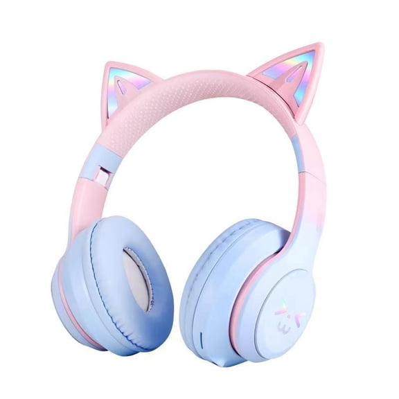 Taotique Bluetooth Headphones with Micphone for Kids & Adults, Cat Ear Kids Headphones with LED Light Up Wireless/Wired Mode, Foldable Stereo Over-Ear Toddler Headsets, Birthday Christmas Gifts