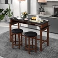 thumbnail image 2 of Gymax 3-Piece Home Bar Set Counter Height Bar Table w/ 2 Upholstered Bar Stools Black & Walnut, 2 of 10