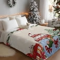 thumbnail image 3 of Christmas Tree Flannel Blanket for Bed,Travel and Camping, Gift Dwarf Flowers Snowflakes Linen Texture Super Soft Cozy Blanket for All Seasons 32"x48", 3 of 9