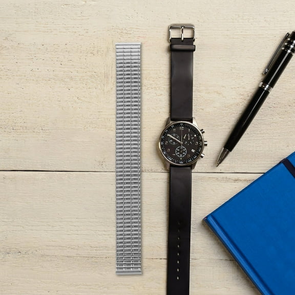 Masteelf Stainless Steel Watch Band 18mm Metal Elastic Watch Strap Spring-Loaded Watchband For Men And Women Traditional Watches Replacement Strap