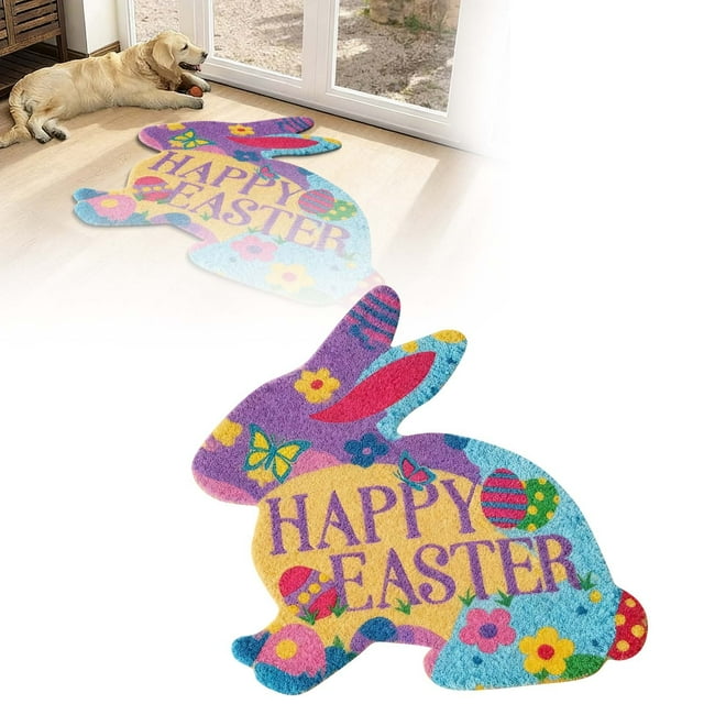 TIELUTT 2026 Easter Bunny Shaped Welcome Mat Absorbent Non and Durable Easter Mat Leather Throw Blanket Soft Blanket Fall Blankets and Throws Large Throw Blanket for Couch Area Rugs 8x5