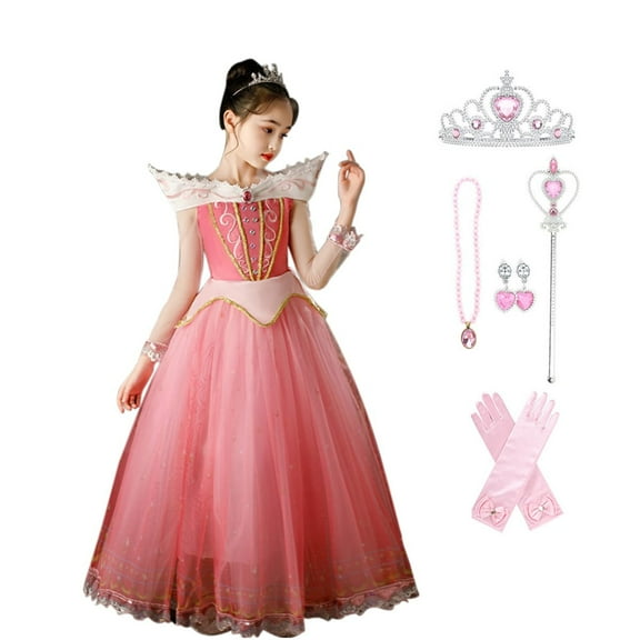 AoDai Girls Sleeping Princess Dress Aurora Costume for Halloween Christmas Fancy Birthday Party
