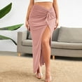 thumbnail image 2 of GigrtiJin Women Asymmetrical Maxi Skirt Bodycon Twisted Knot Front Ruched High Waist Skirt Side Split Beach Party Skirts, 2 of 4
