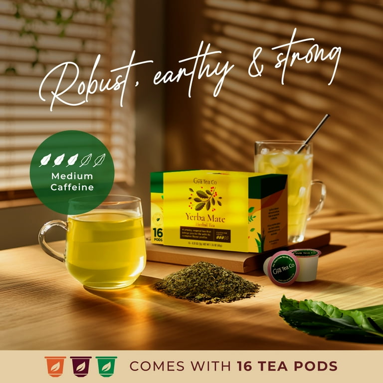 Gya Tea Co Yerba Mate K-Cups Medium-Caffeine Pods, Compatible