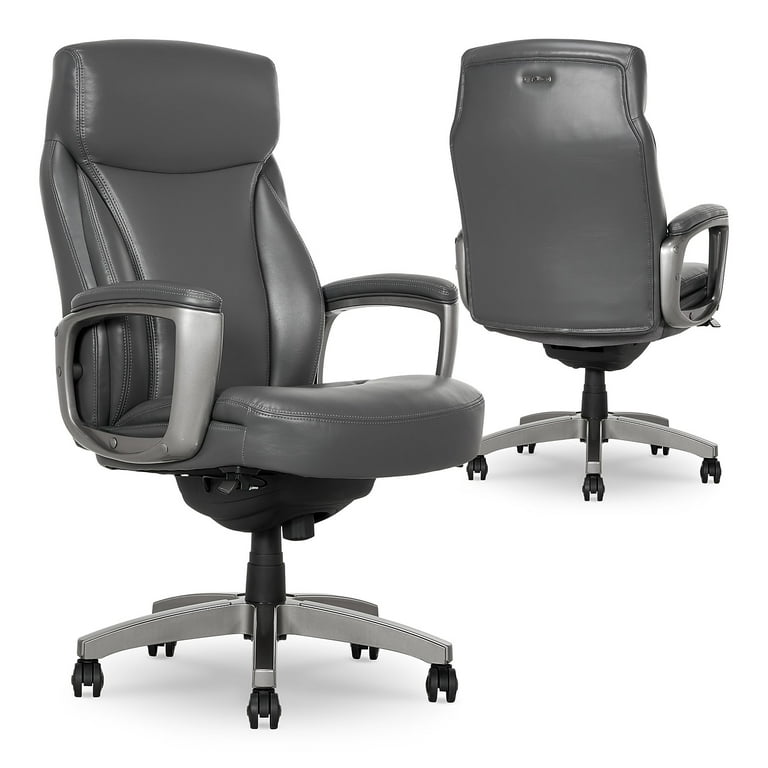 La-Z-Boy Leather Executive Office Chair with Arms, Gray (51446
