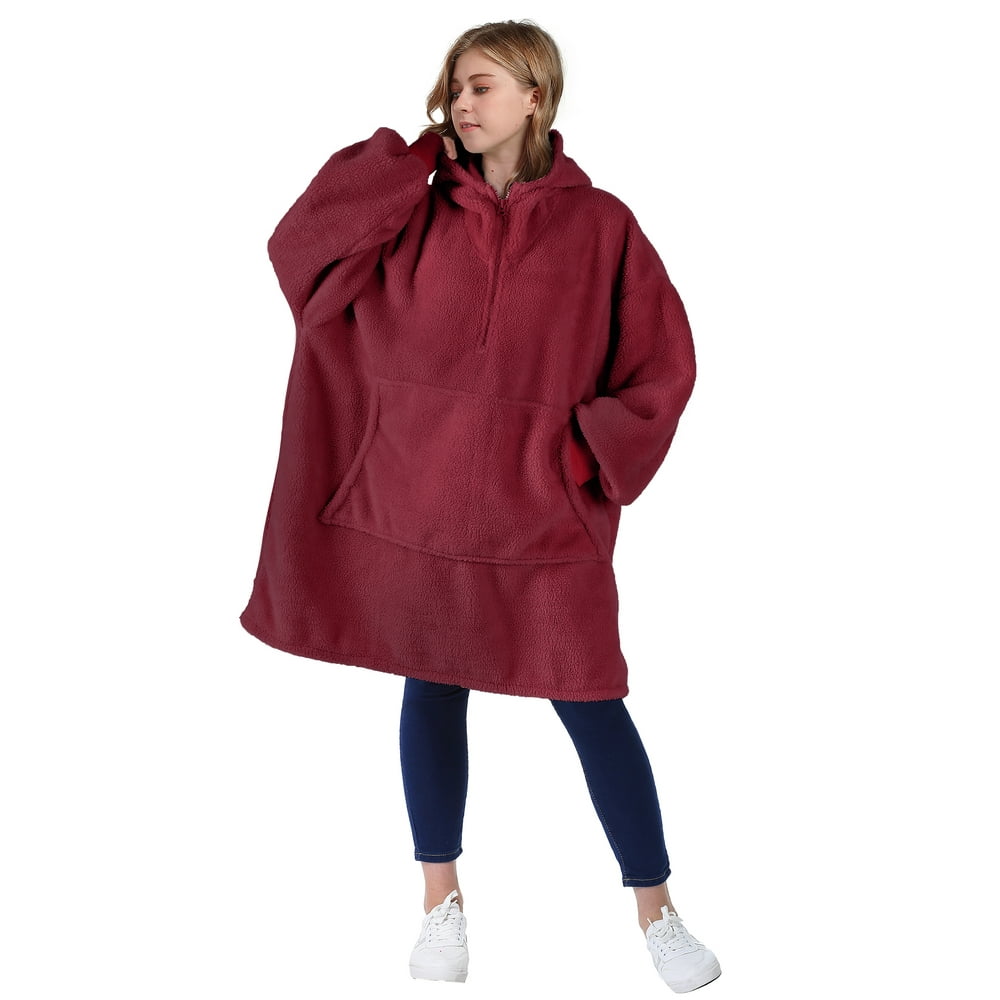 Flyingstar Oversized Wearable Blanket, Faux Shearling Comfy Sweatshirt