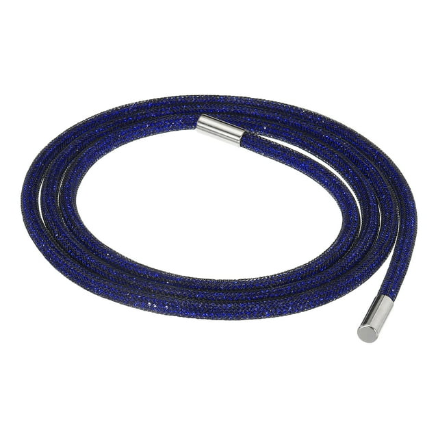Unique Bargains 1.5 Yard 6 mm Rhinestone Tube Rope Diamond String for Trouser Drawstring Sweaters Black Mesh Deep Blue Diamond