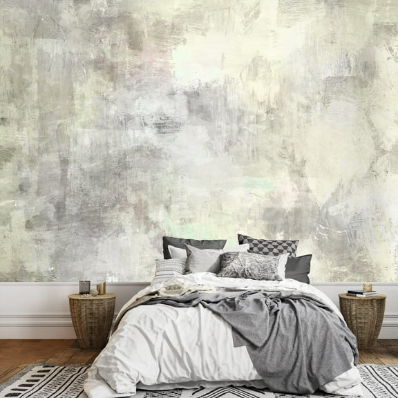 wall26 - Art Abstract Acrylic Background in Light Grey and White Colors - Removable Wall Mural | Self-Adhesive Large Wallpaper - 66x96 inches