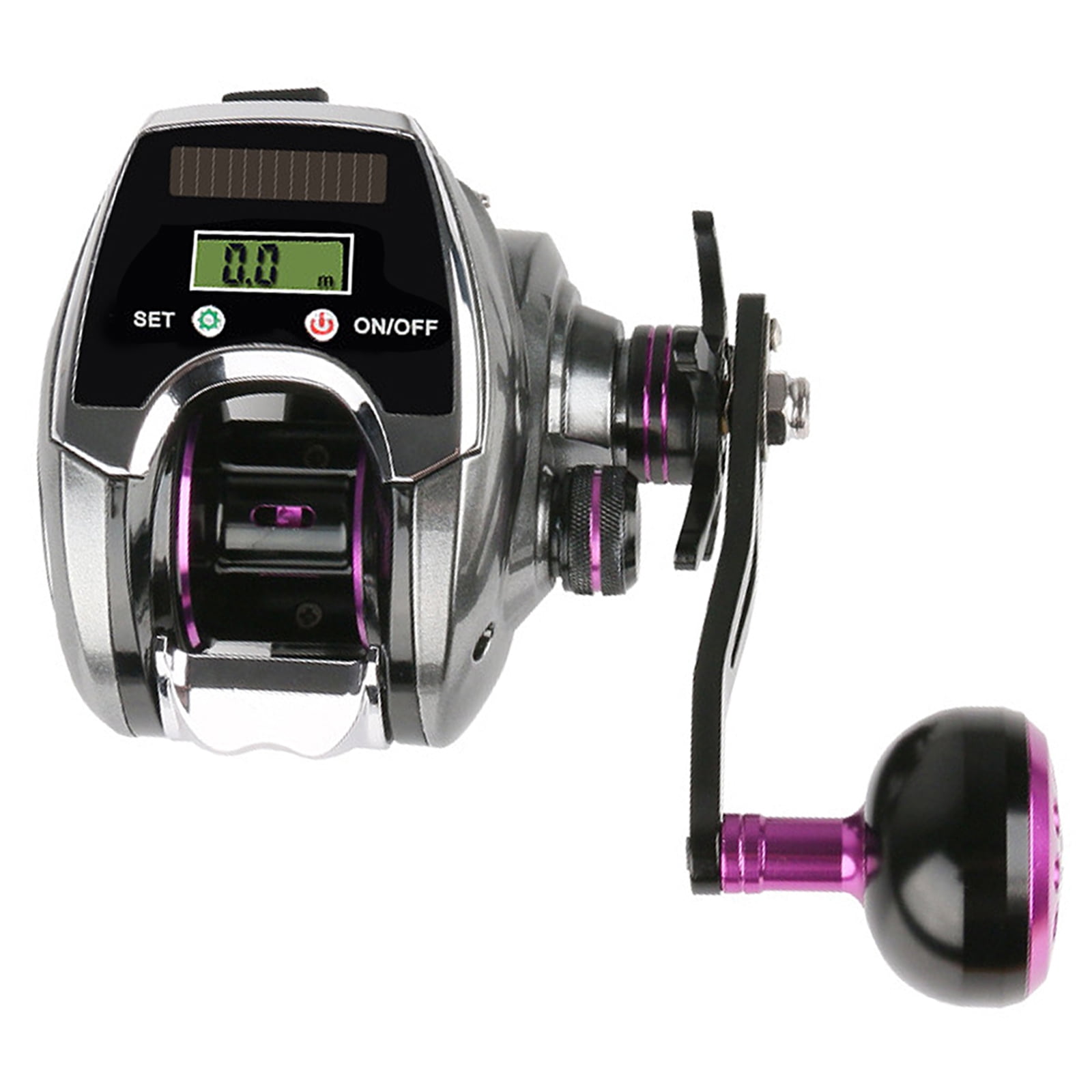 Ametoys 6+1bb 8.0:1 Ratio Digital Display Baitcasting Reel with Sun Power Charging System High Speed Fishing Reel with Line Counter, Size: Right Hand
