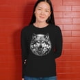 thumbnail image 4 of Snarling Wolf Portrait Women's Long Sleeve T-shirt Fierce Monochrome Predator Alpha Wilderness Wild Animal Art Nature Forest, 4 of 7
