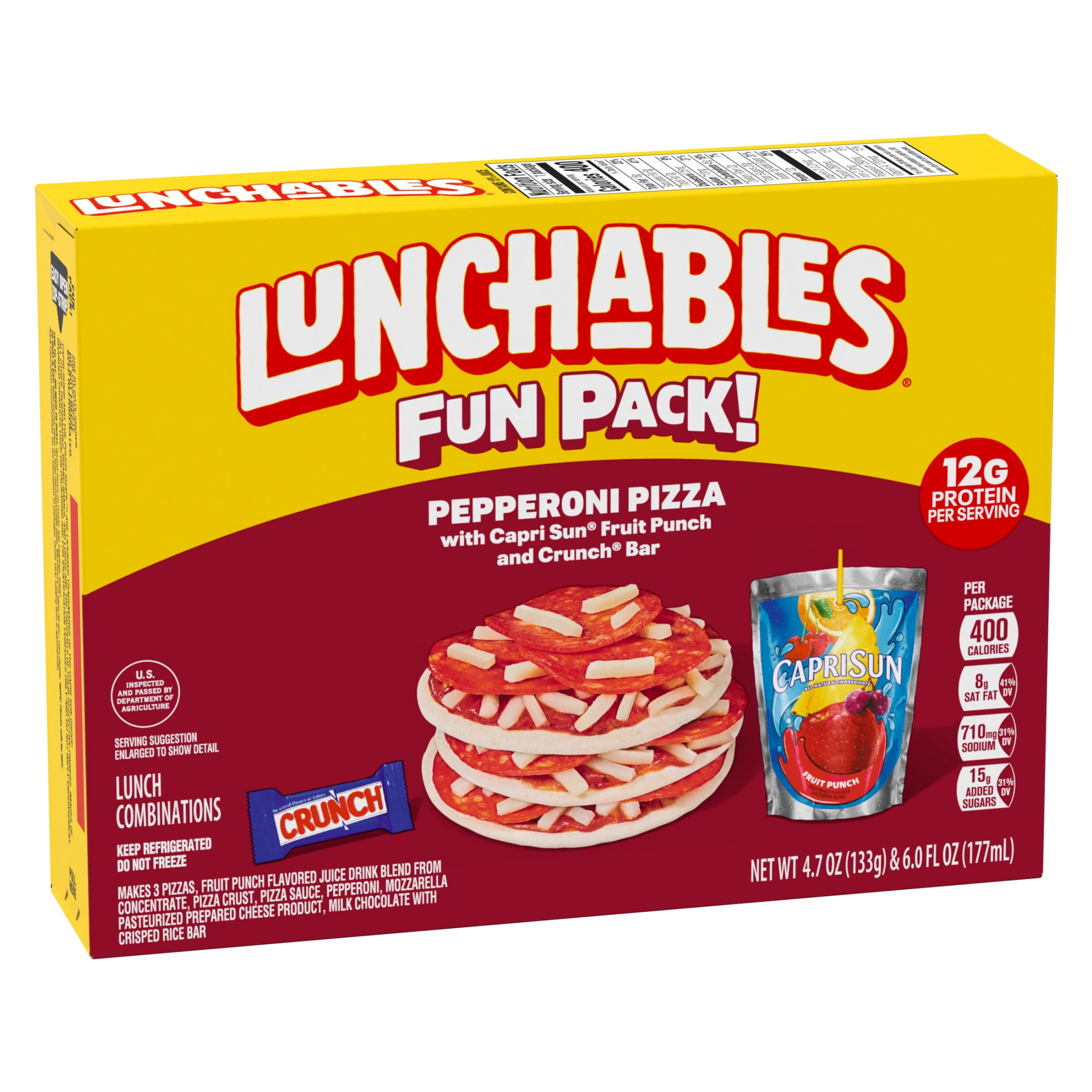 Lunchables Pepperoni Pizza with Capri Sun Fruit Punch and Crunch Bar Fun Pack, 4.7 oz & 6 fl oz Package