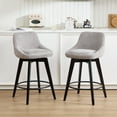 thumbnail image 4 of Zesthouse 26.8″ Swivel Bar Stools Counter Height Set of 2, Modern Counter Stools with Backs & Wood Legs, Upholstered Linen Fabric Barstools for Island Kitchen, Gray, 4 of 11
