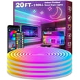 thumbnail image 1 of Luces de cuerda de neón de 20 pies, control de luces de cuerda LED flexibles con aplicación/control remoto, luces de cuerda de múltiples modos, luces de neón LED RGB para exteriores IP65 a prueba de a, 1 of 5