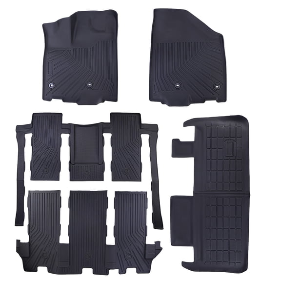 HUONA Floor Mats Cargo Liner Combo Set TPE Floor Liners Trunk Mat for Toyota Sienna 2013-2020 7 Seats Black