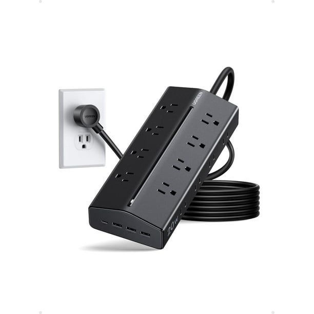 Power Strip UGREEN 20 en 1 con carga rápida USB-C de 20 W, 150 cm
