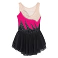 thumbnail image 4 of Jowowha Robe de Danse Patinage pour Filles Enfants Sans Manches en Strass Brillant Robe Justaucorps en Maille Transparente Rose Vif 8, 4 of 5