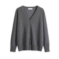 thumbnail image 2 of Womens Solid Button Front Cardigan Mercerized Cotton Loose Fit Comfort Sweater, 2 of 8