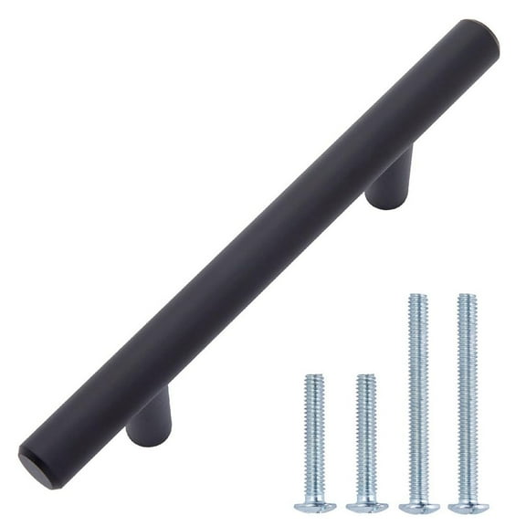 10 Pack 5.38" Length Cabinet Pulls T-Bar Cabinet Knob, (1/2" Diameter) ‎Alloy Steel Kitchen Drawer Pulls Cabinet Handles Black.