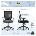 thumbnail image 2 of Serta Production Mesh Office Chair, Ergonomic Mid-Back Computer Desk Chair with Lumbar Support, Breathable Mesh Back, Serta Quality Foam Cushion, Adjustable Armrests, Swivel Nylon Base, Black, 2 of 9