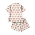 thumbnail image 5 of XAOFW Girls Halloween Pajamas Pumpkin Prints Short Sleeve Button Down Shirts Shorts Toddler Kids Fall Winter Soft Cute Sleepwear 12-24 Months, 5 of 5