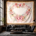 thumbnail image 6 of Heart Shaped Floral with Wreath Subtle Soft Peach, Playful Watercolor for Animal Lovers, Cute Animal Wall Decor, Valentine'S Day Gift, Tapestry Wall Hanging for Bedroom and Dorm, 6 of 7