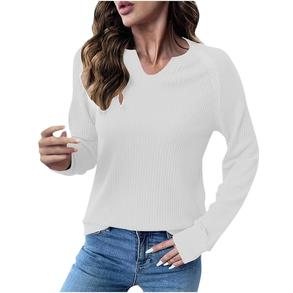 ZUKMRJPC Women's V Neck Sweater Long Sleeve Solid Color Slim Fit Pullover Sweater Lightweight Fall Winter Chunky Knit Warm Tops