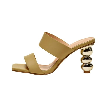 

Jikolililili Women s Shoes Gourd Skewers High Heels Square Toe Stylish Casual Solid Color Sandals Christmas 2022 Deals Clearance