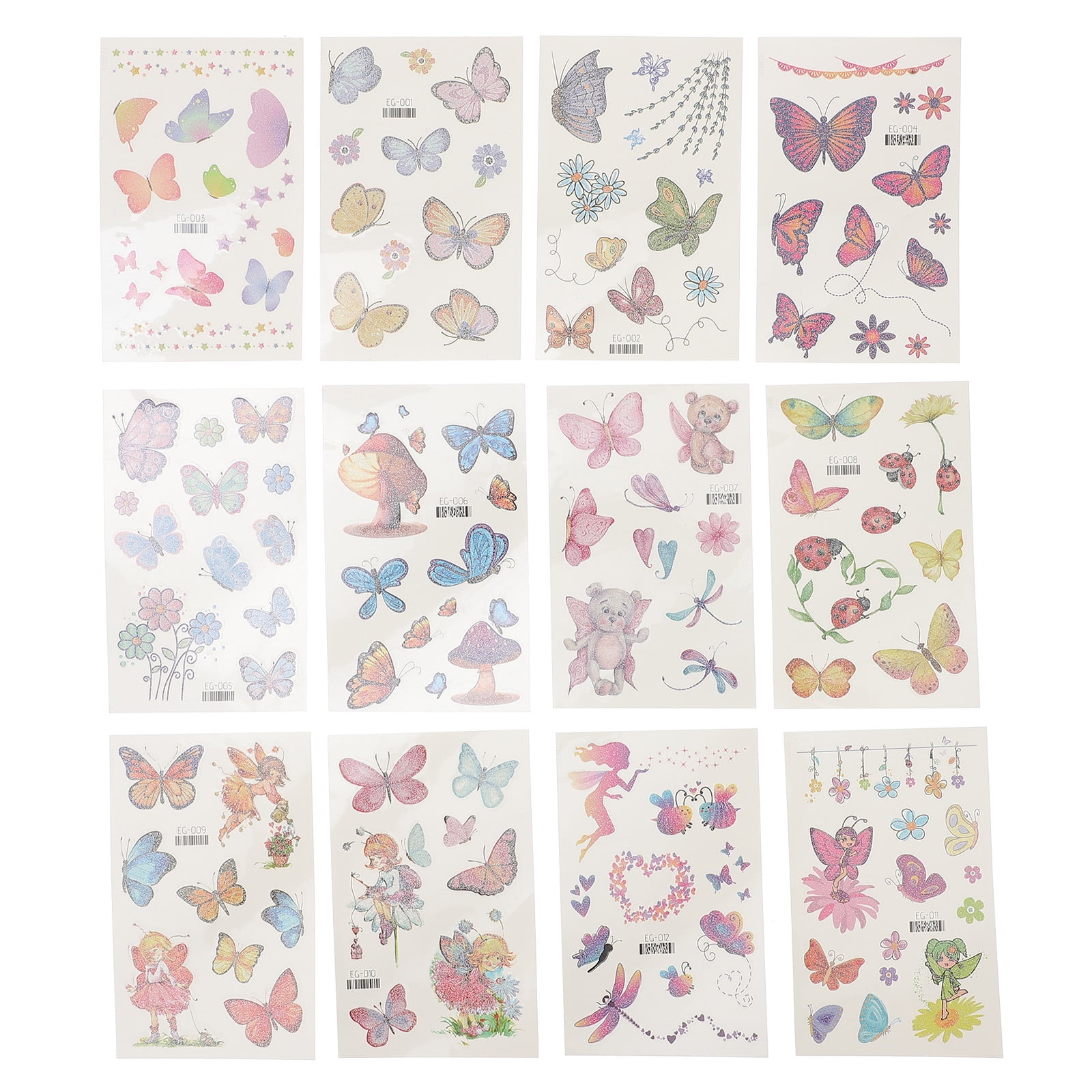 NUOLUX Tattoos Temporary Butterflies Colorful Body Glitter Stickers
